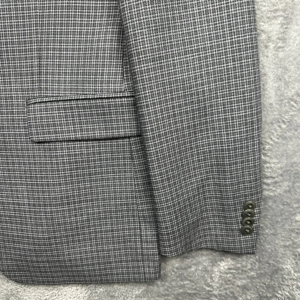 Michael Kors Blazer Jacket Men's 38R Gray Small Check Wool Blend Business Preppy